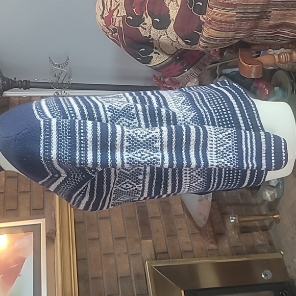 Madewell 100% merino wool blue off white button front cardigan size M ski winter - Picture 8 of 15